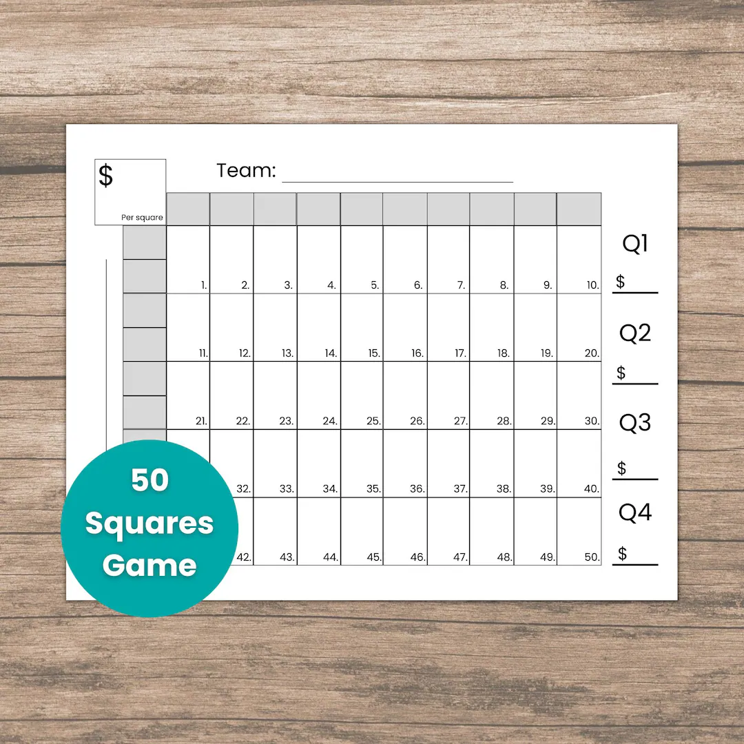 50 Squares Game Blank Template For 50 Squares Game Blank Template For