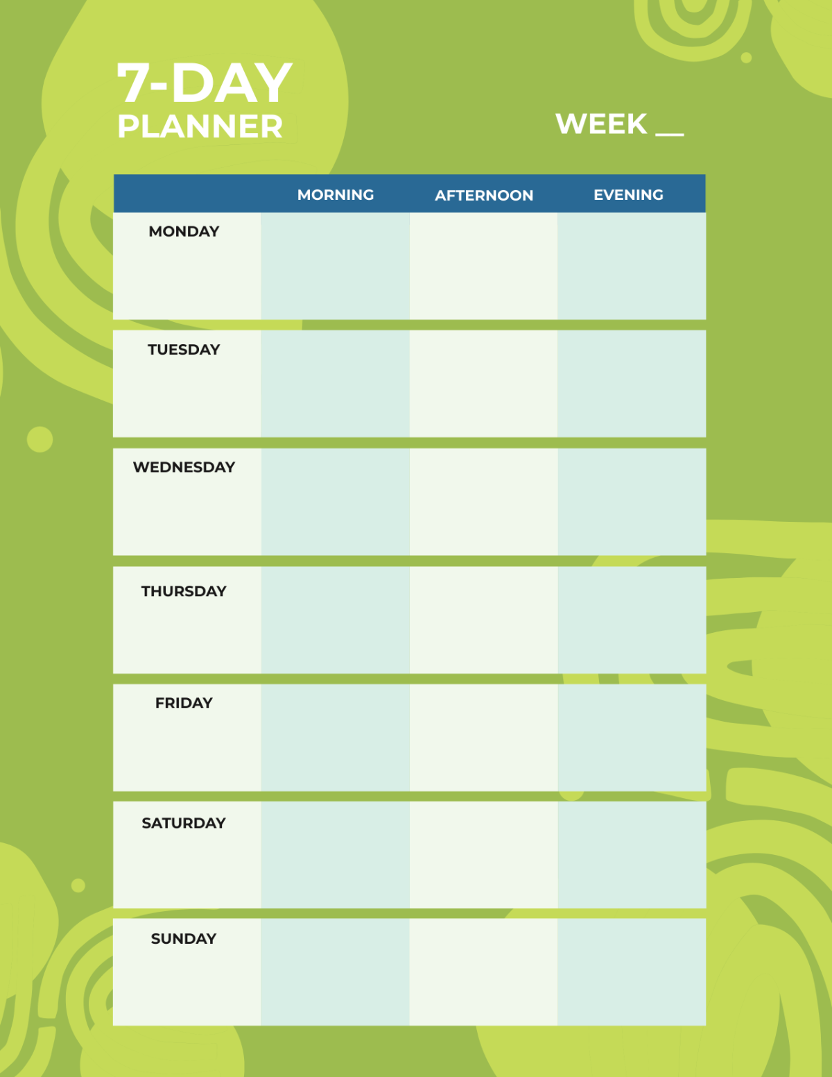 7 Day Planner 7 Day Planner