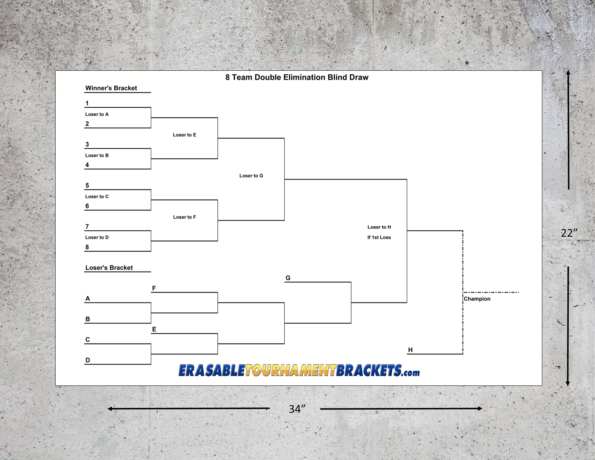 8 Team Double Elimination Blind Draw Tournament Bracket
