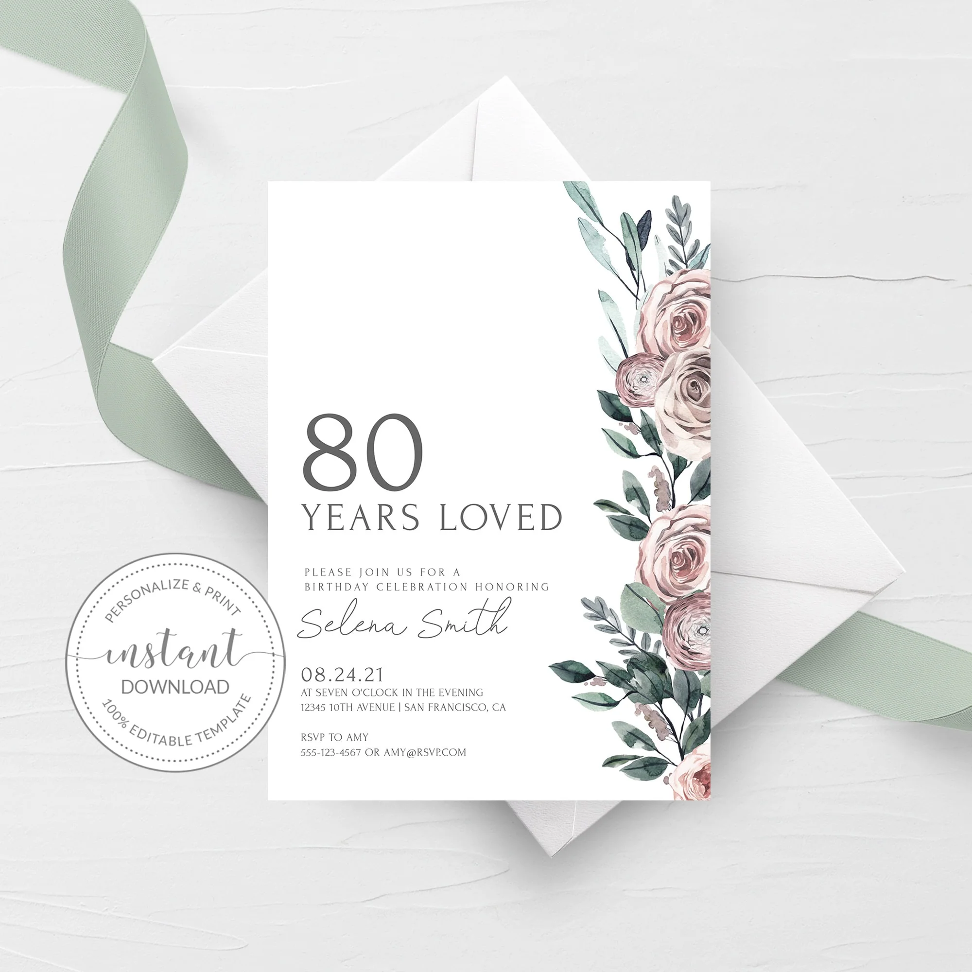 free 80th birthday printables