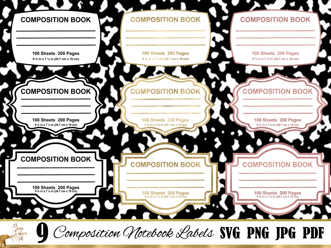 9 Composition Notebook Labels 9 Composition Notebook Labels