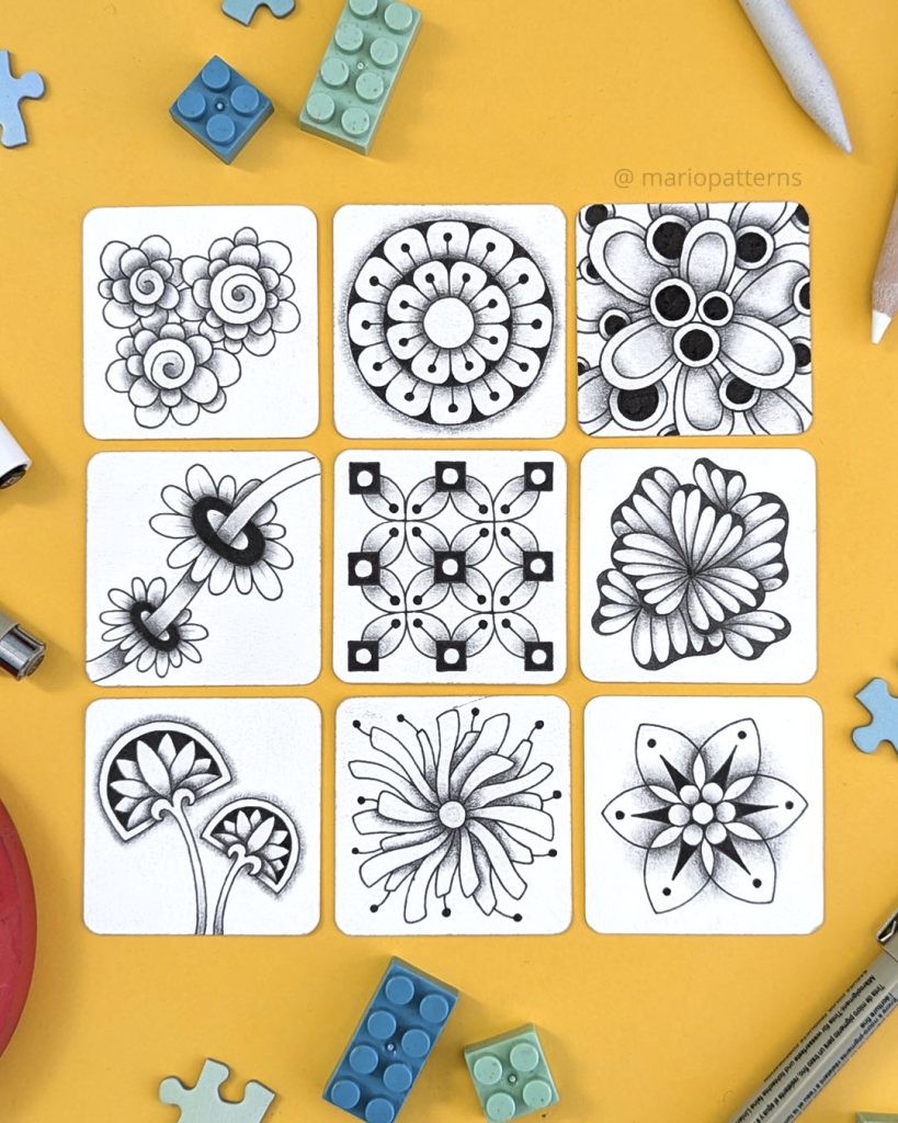 9 Floral Zentangle Patterns Step By Step