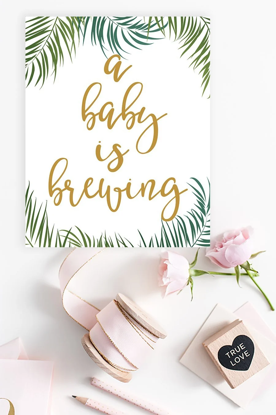 A Baby Is Brewing Sign Tropical Printable