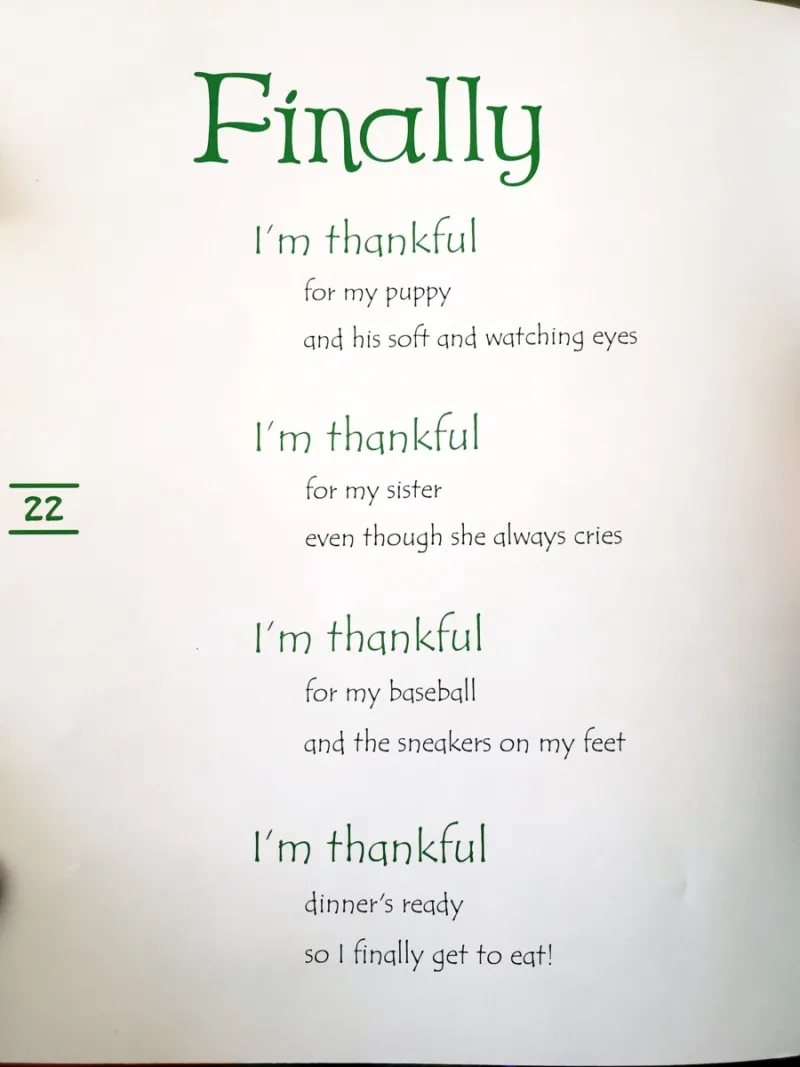 A Thankful Poem And Writing Activity