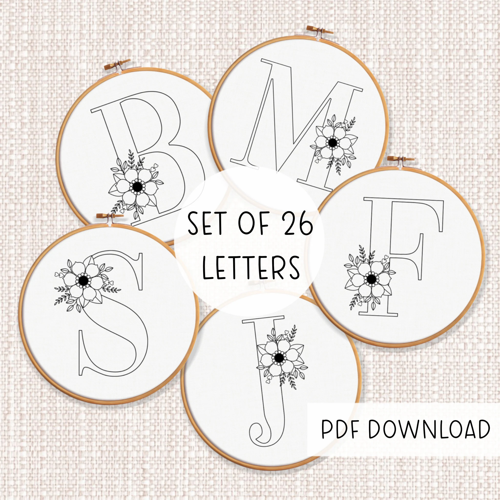 A Z Floral Alphabet Bundle Embroidery