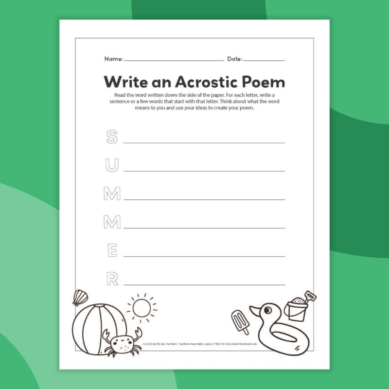 Acrostic Poem Template
