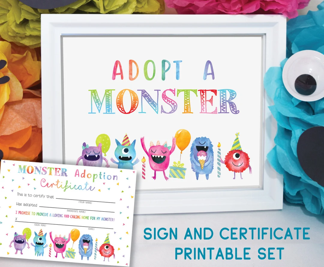 Adopt A Monster Certificate And Sign