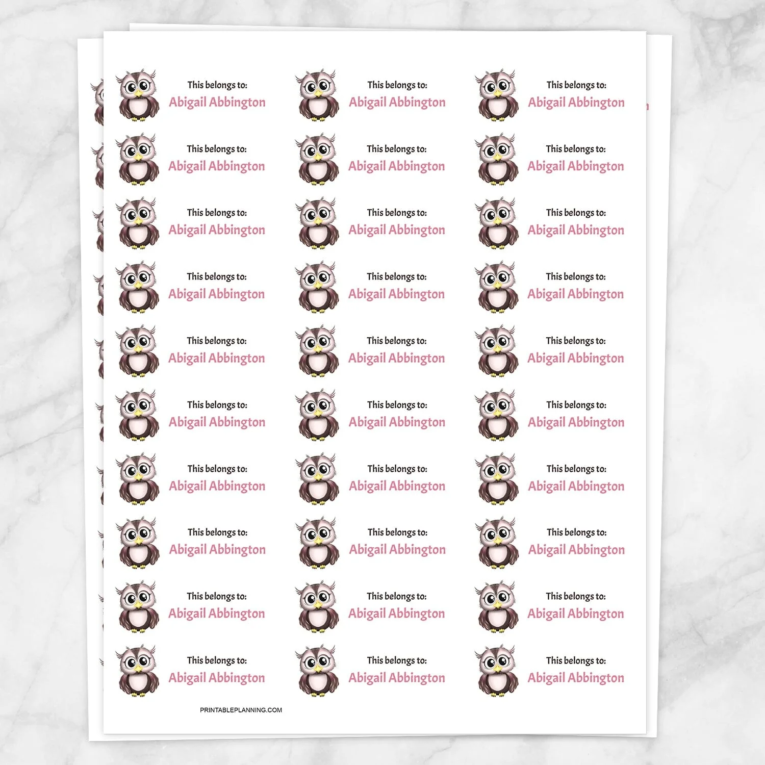 owl name tags printable free