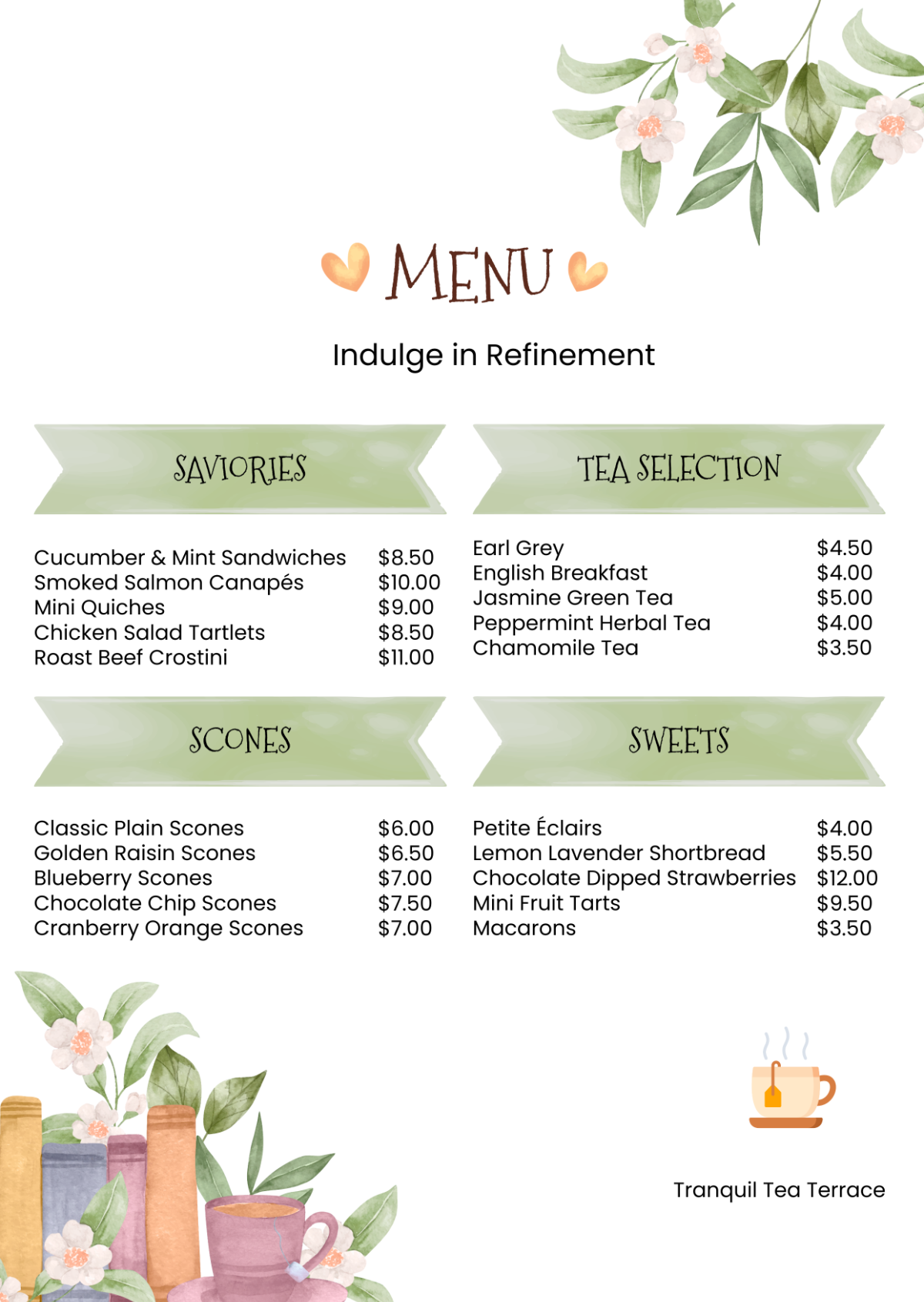 Afternoon Tea Party Menu