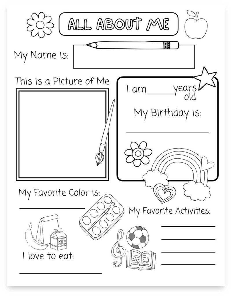 All About Me Printable Preschool All About Me Printable Preschool