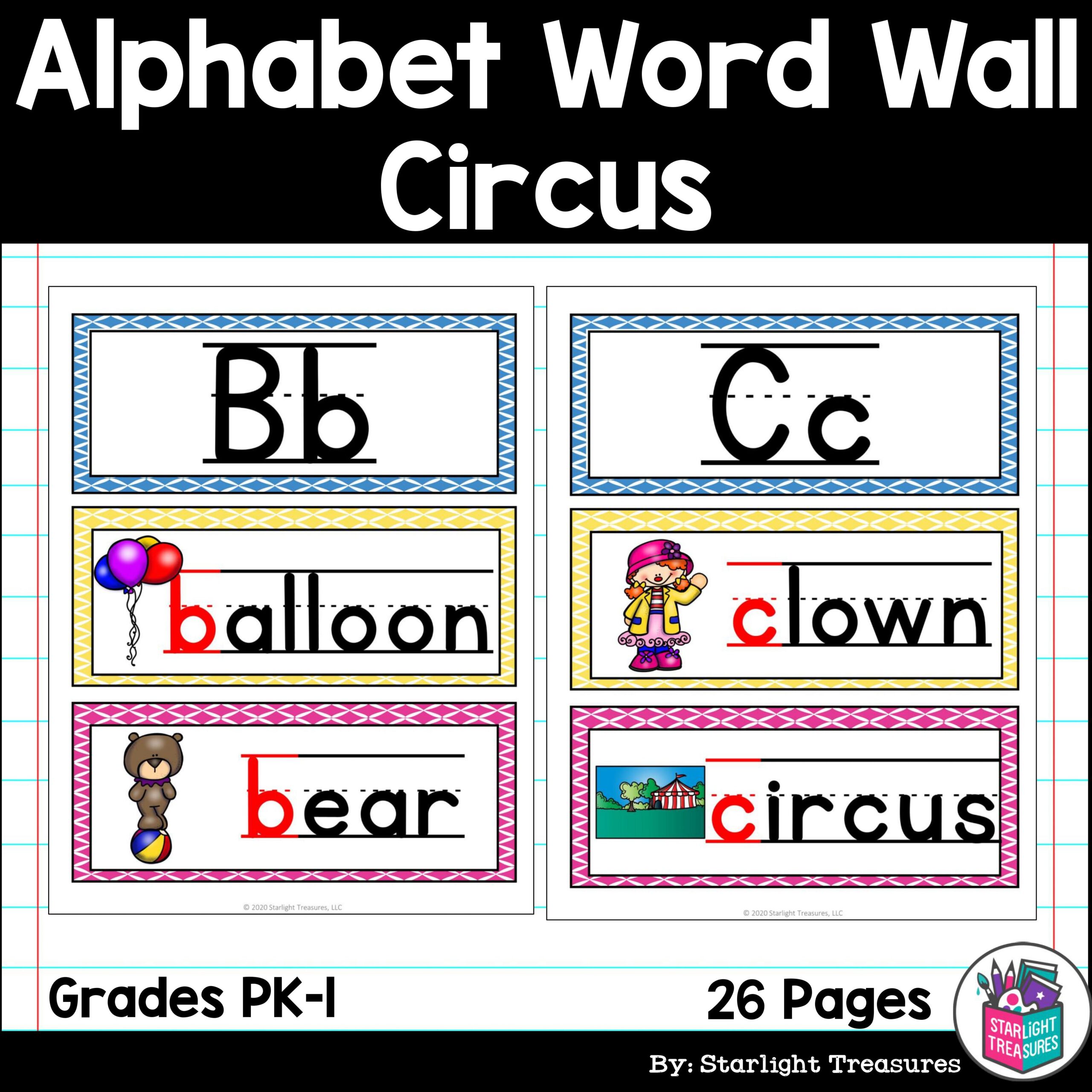 Alphabet Word Wall Circus A Z Word Wall Freebie