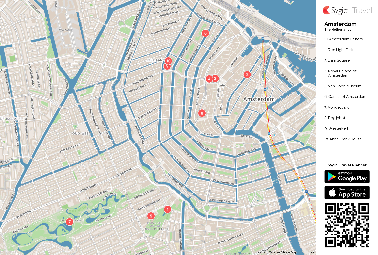 Amsterdam Printable Tourist Map City 16