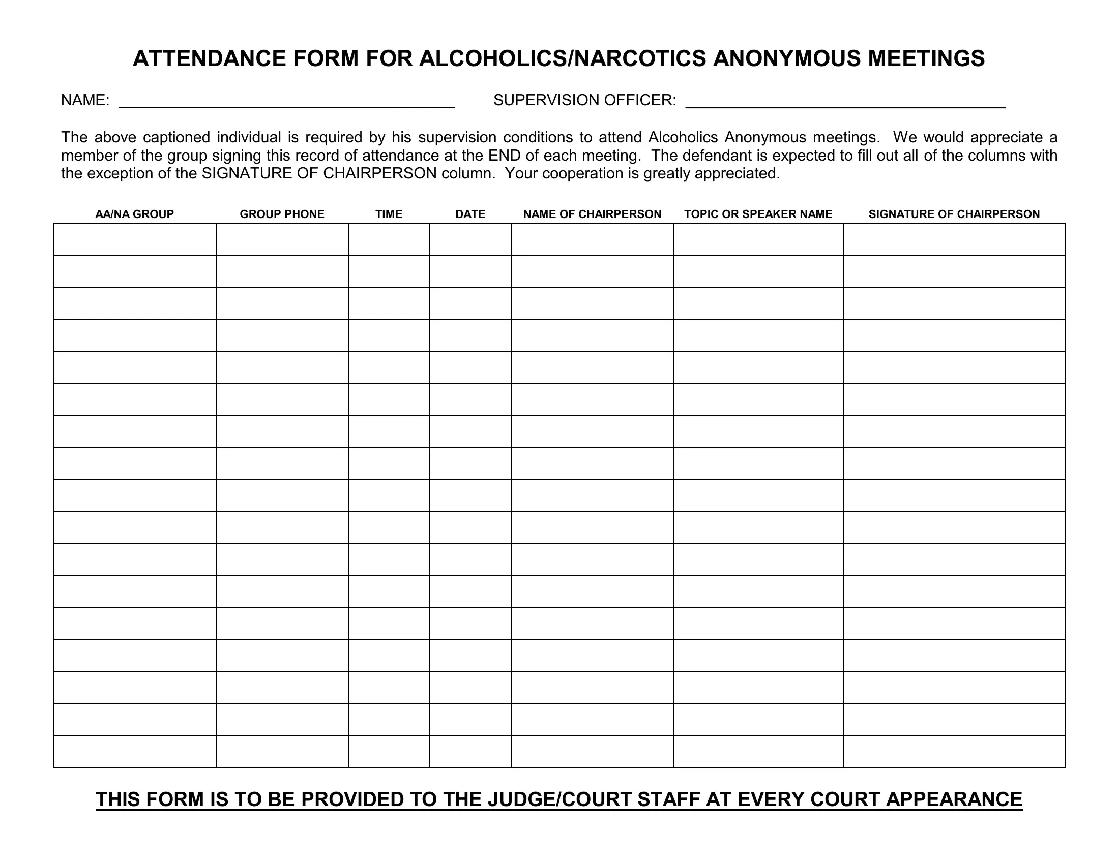 Anonymous Attendance Form