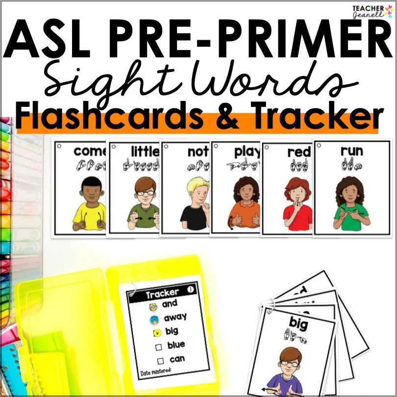 Asl Flashcards Pre Primer Sight Words