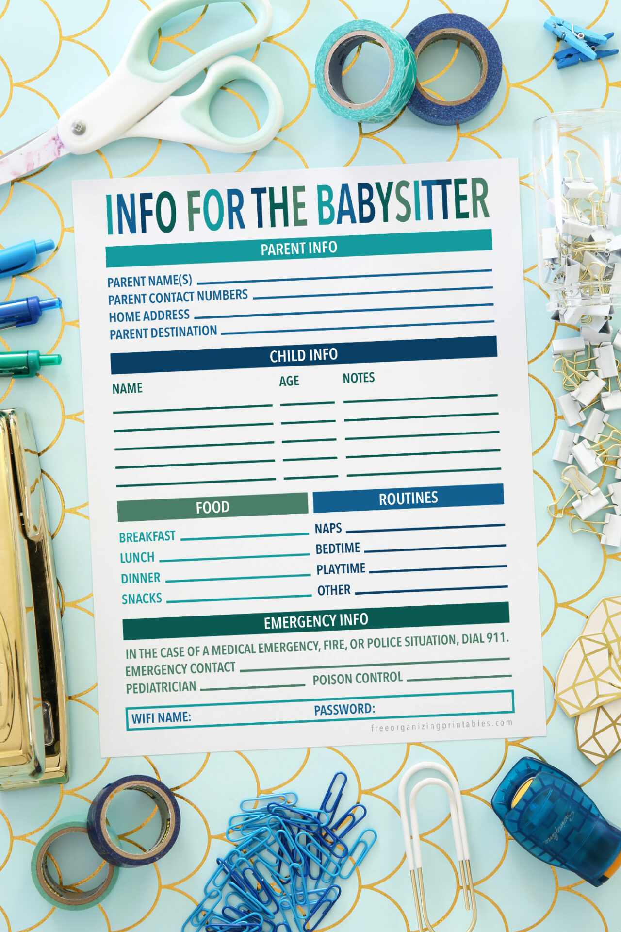 free babysitting printables