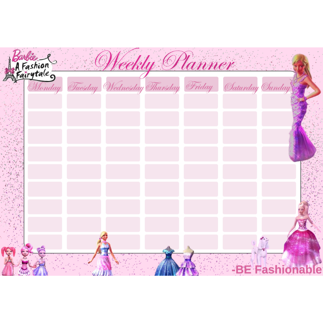 barbie reward charts free printable