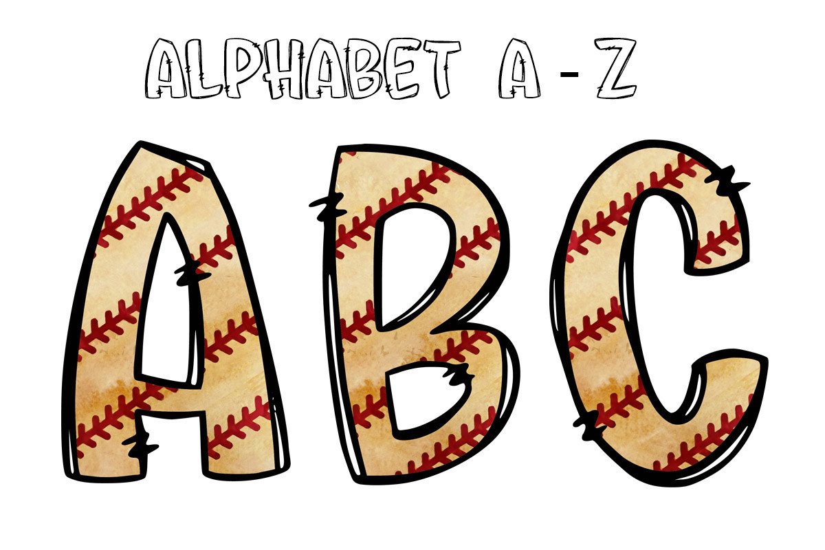 Baseball Alphabet Sublimation Doodle 4
