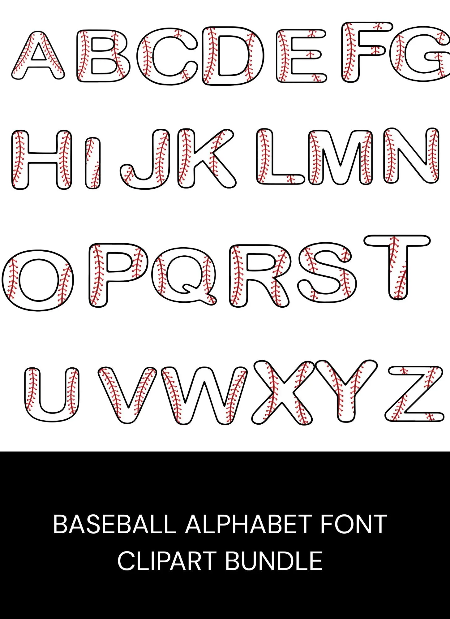 Baseball Font Alphabet Bundle 26 Png