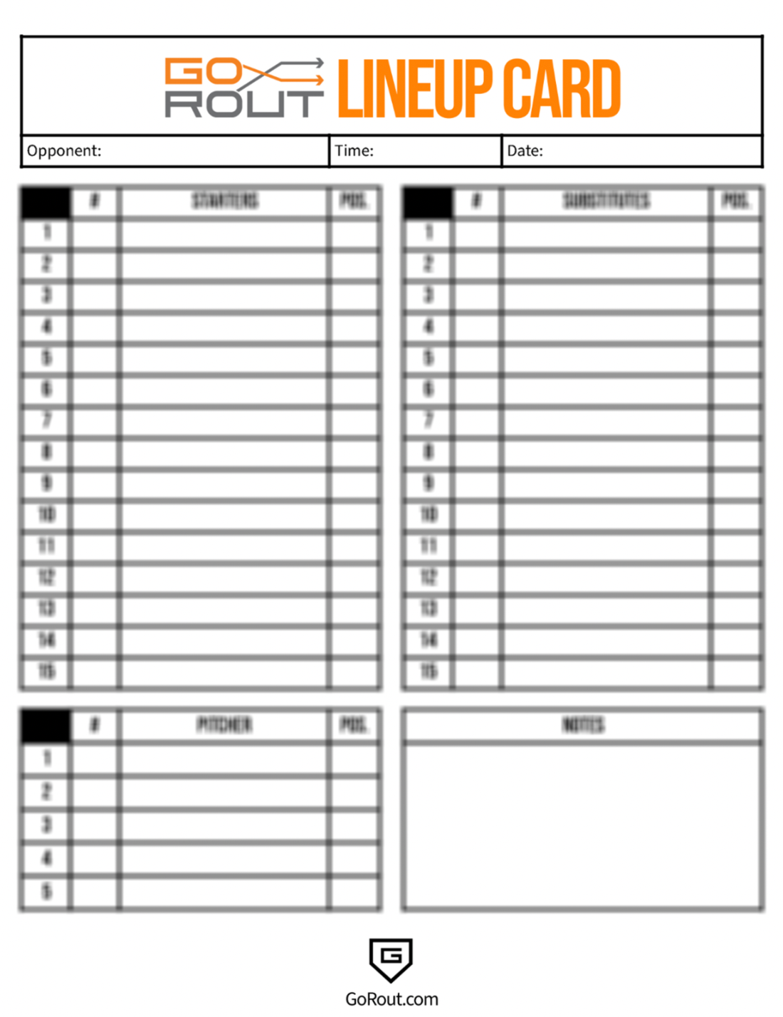 Baseball Lineup Card Baseball Lineup Card