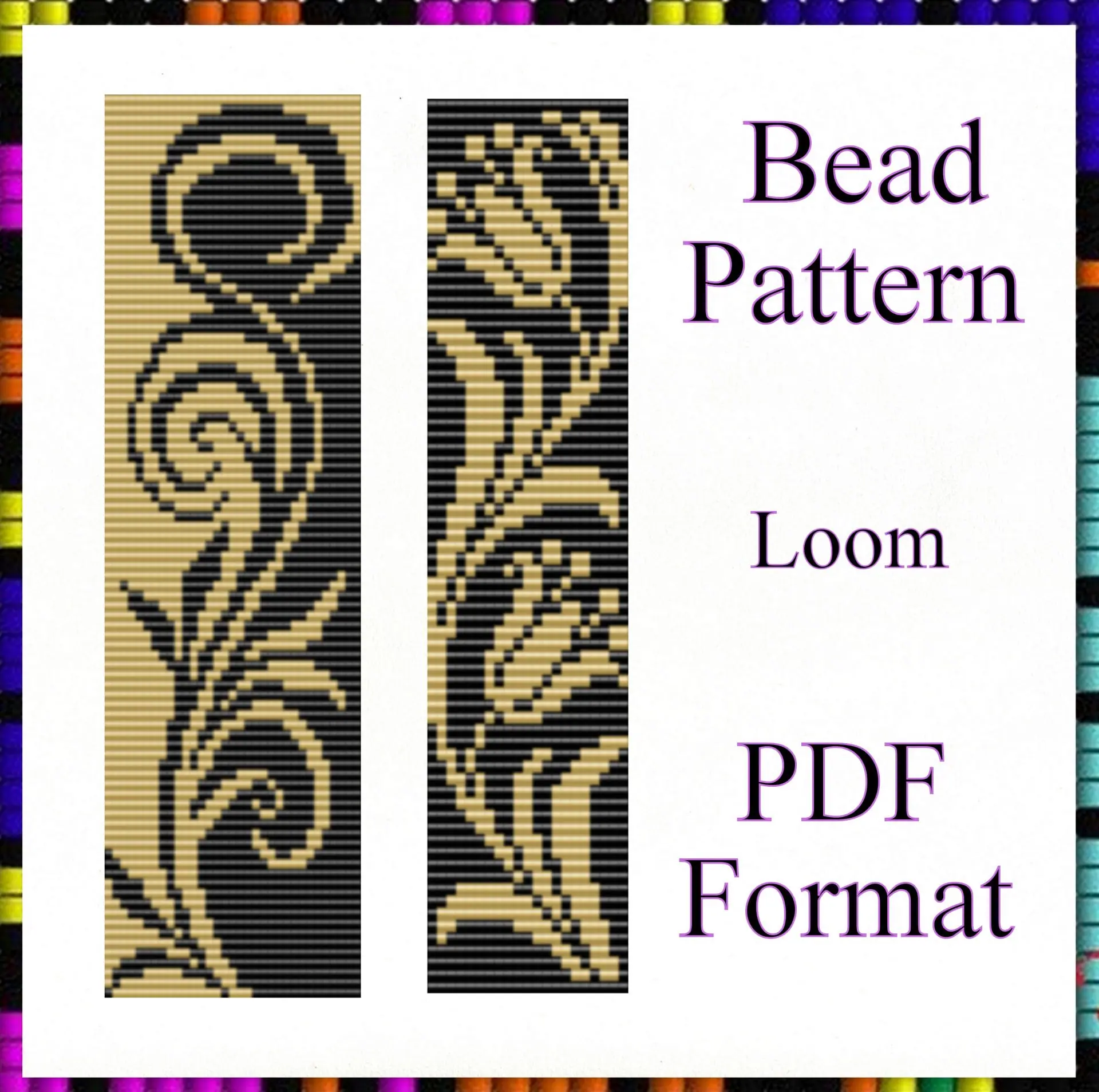 Bead Bracelet Pattern Set Loom Black Gold Pdf