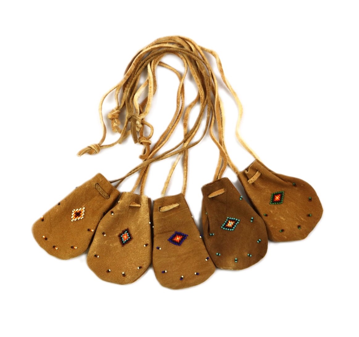 Beaded Brain Tan Medicine Bags 2x4
