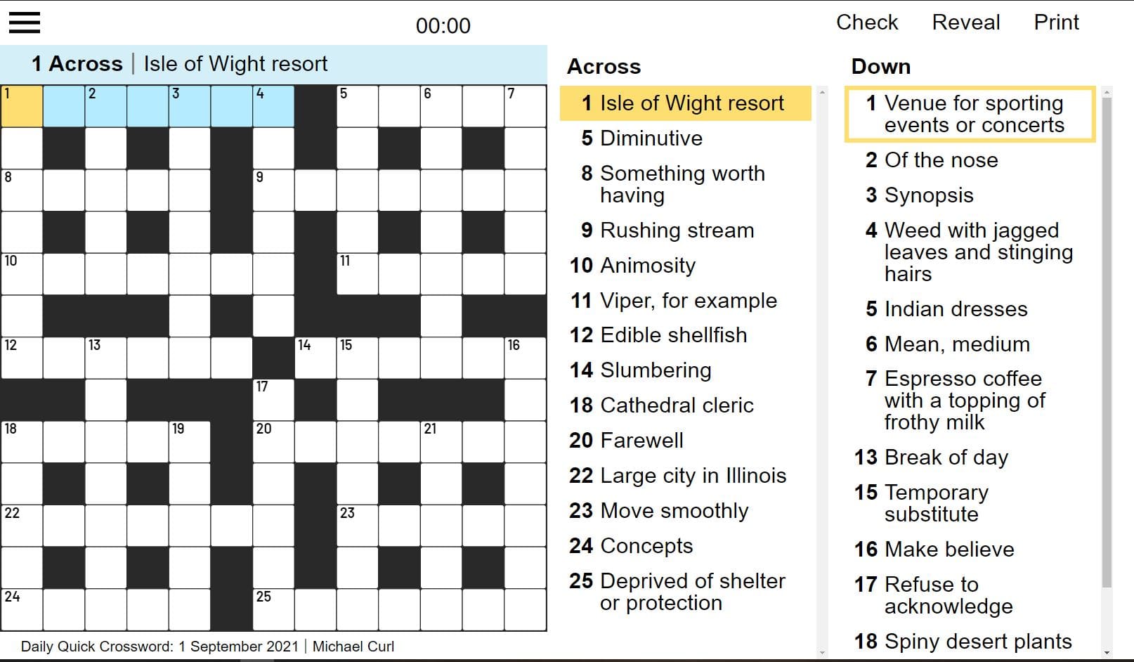 free daily crosswords printable