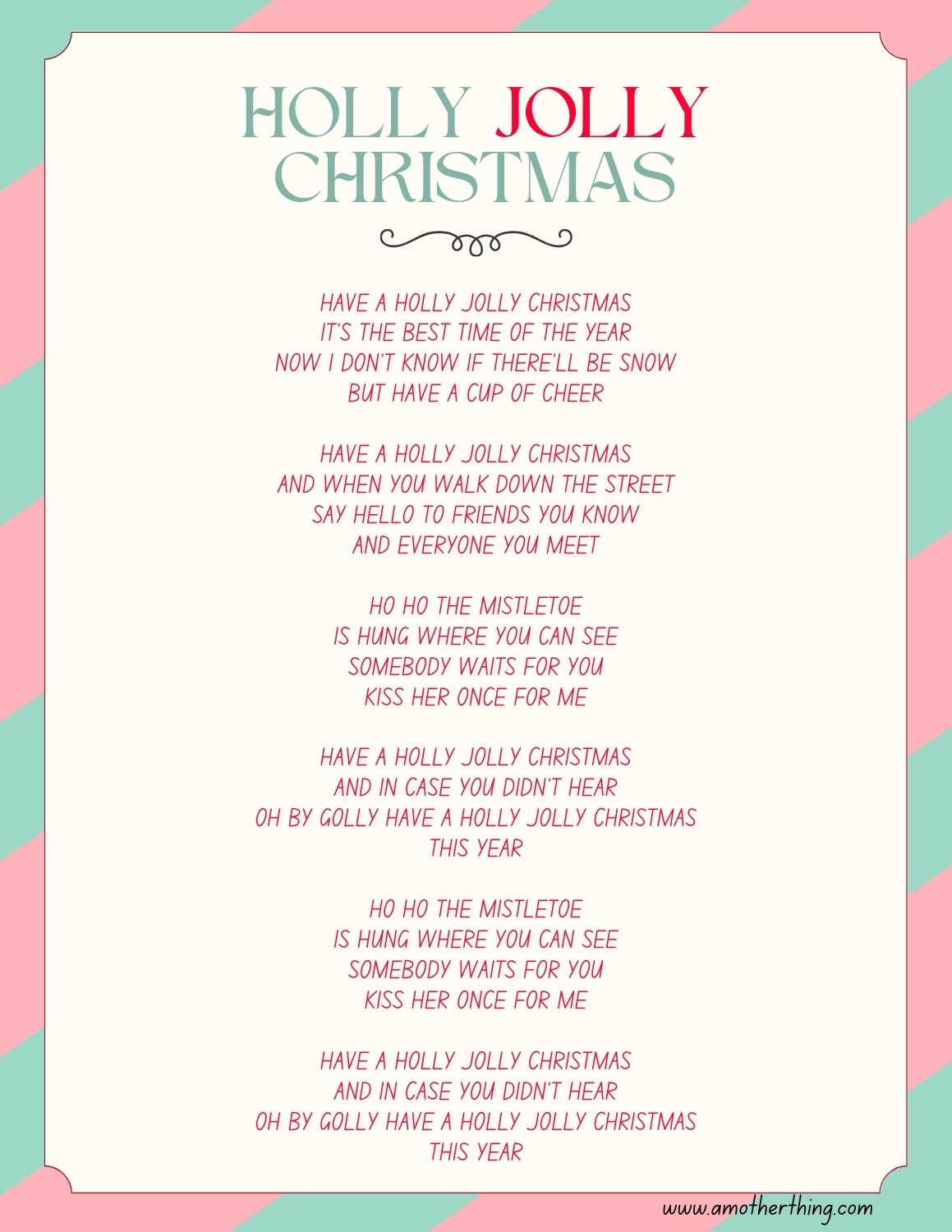 holly jolly christmas lyrics printable