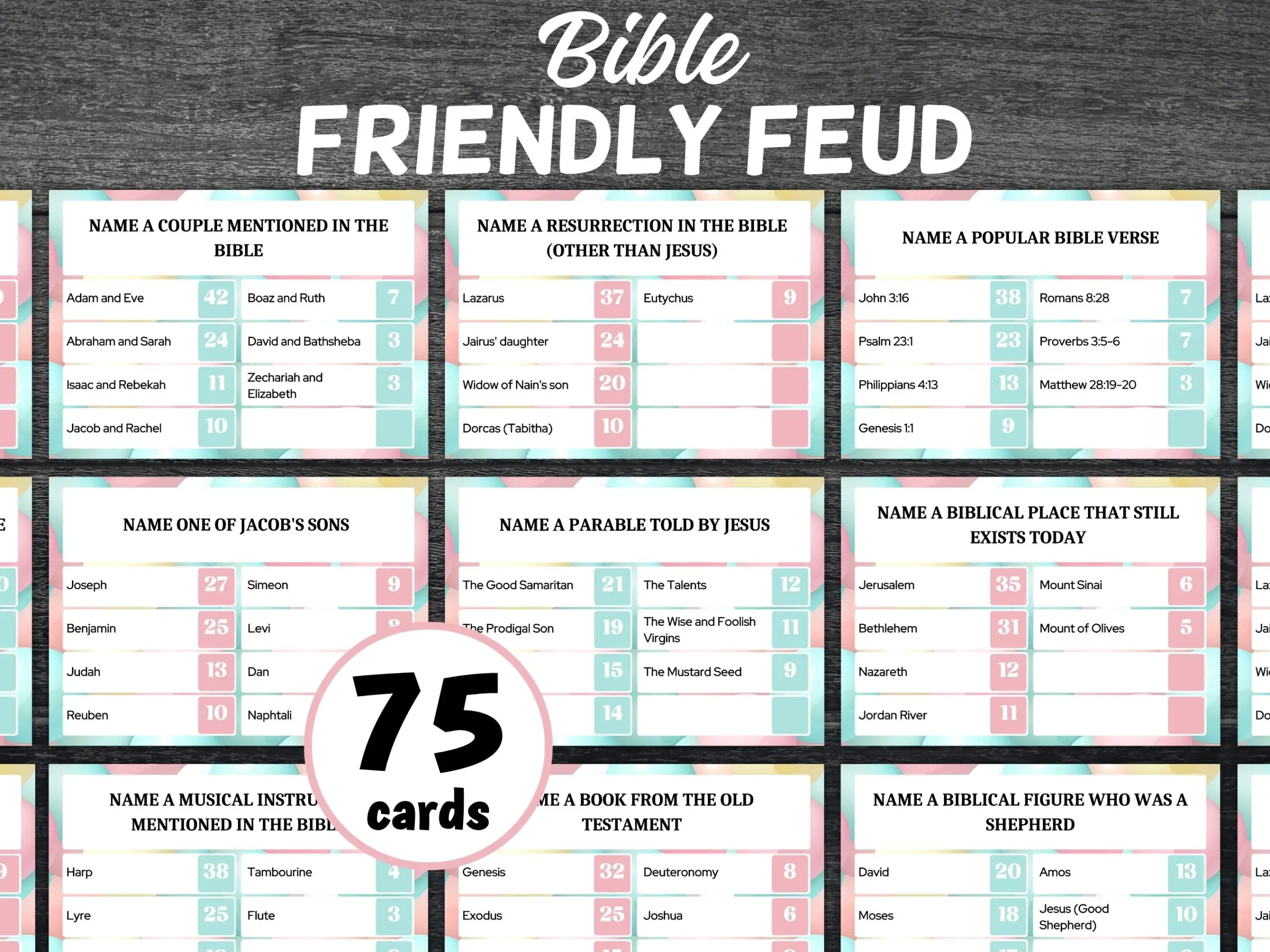 Bible Family Feud Style Game Show Cards 67694