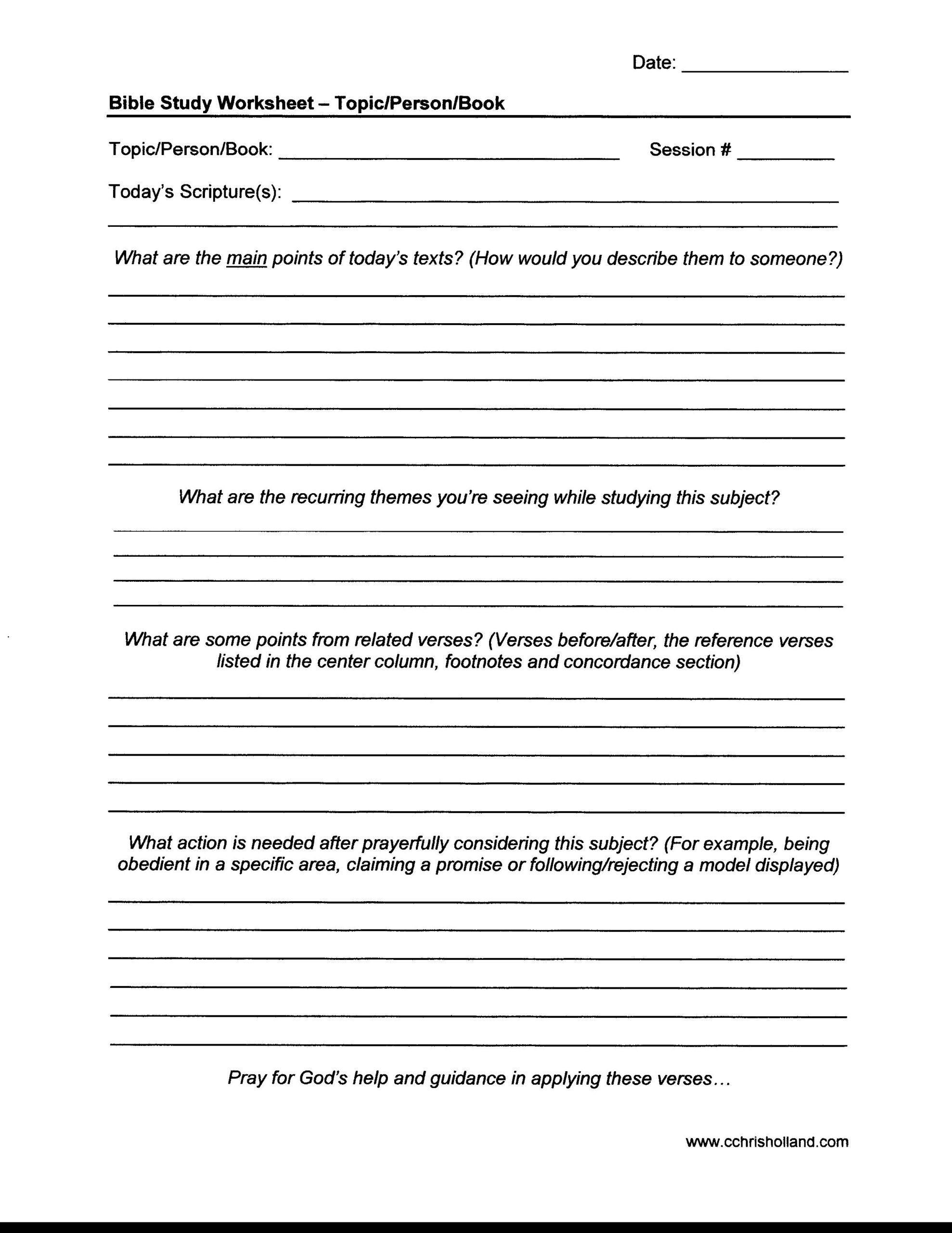 free printable bible study worksheets for youth