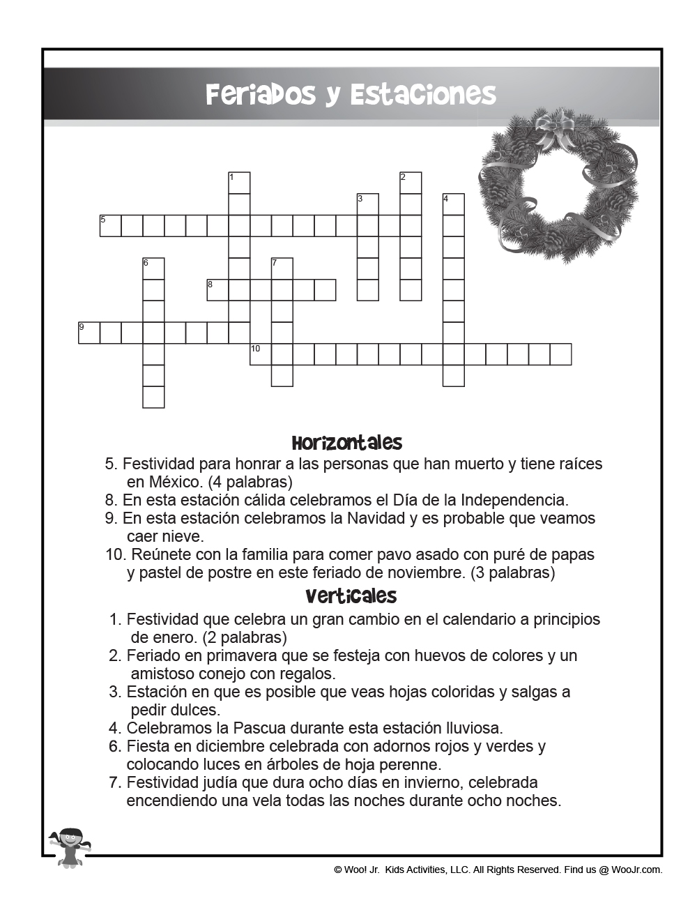 Bilingual Esl Worksheets English Spanish Crossword Puzzles