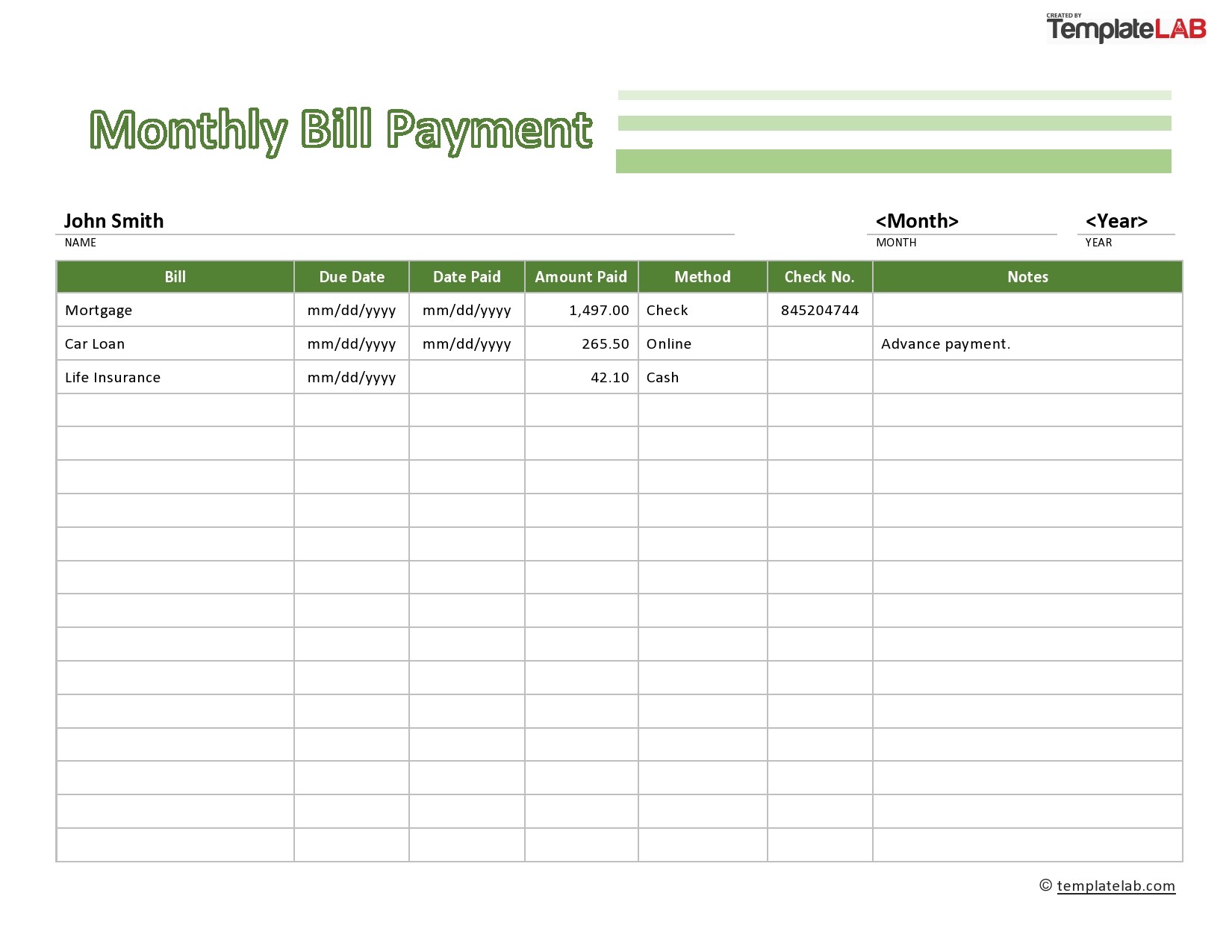 Bill Pay Checklists