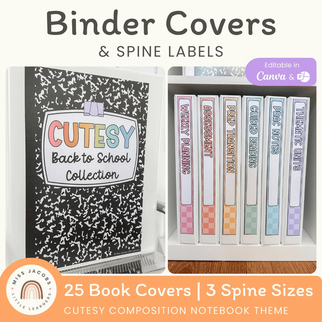 Binder Covers And Spine Labels Cutesy Classroom Decor