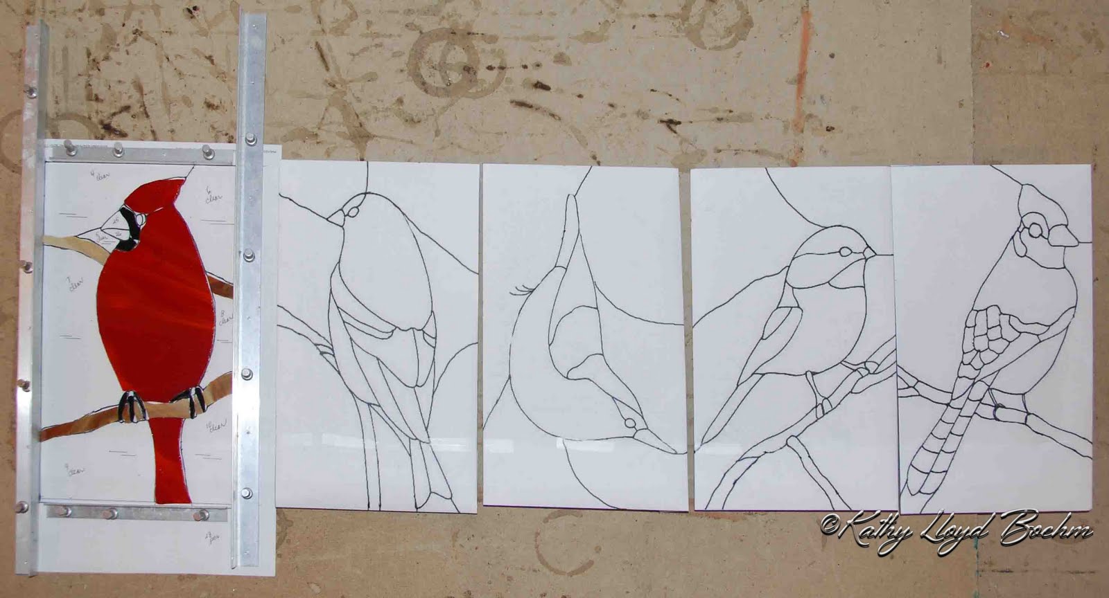 Bird Themed Stained Glass Panels
