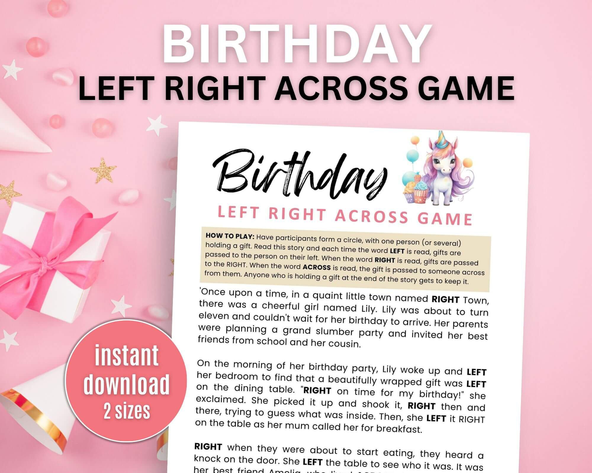 Birthday Left Right Across Game