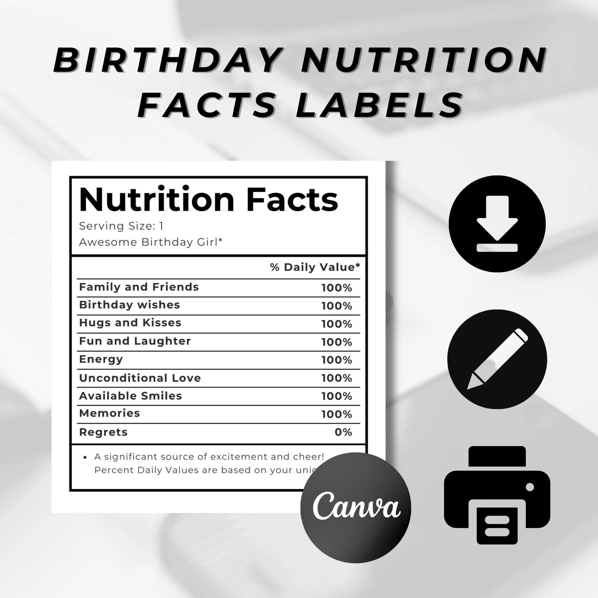 free birthday nutrition facts label template