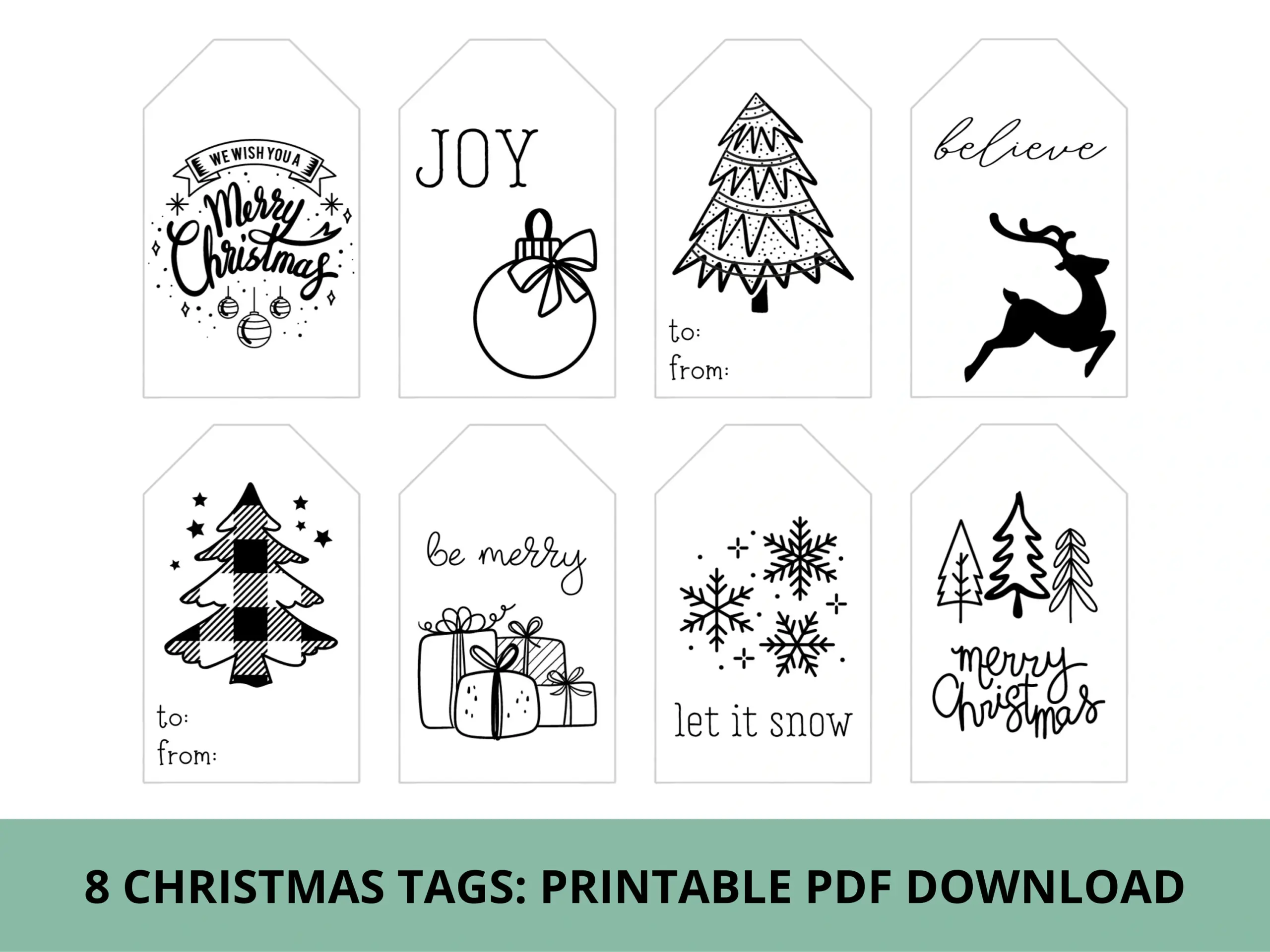 Black And White Christmas Gift Tags