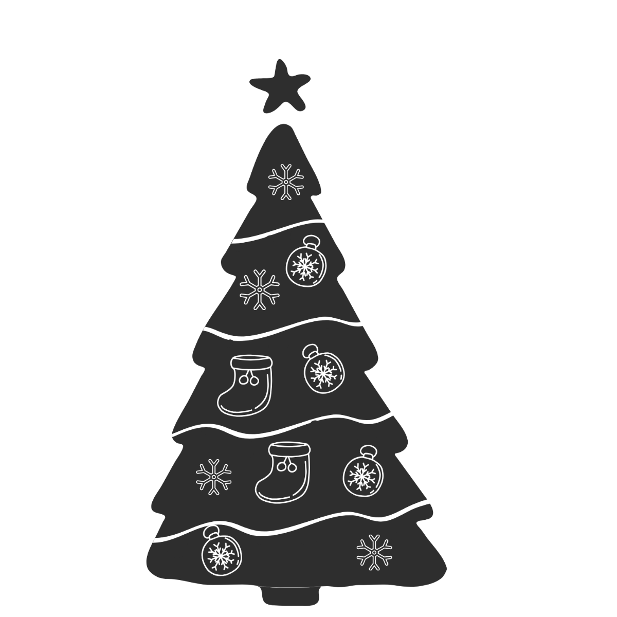 Black And White Christmas Tree Clipart