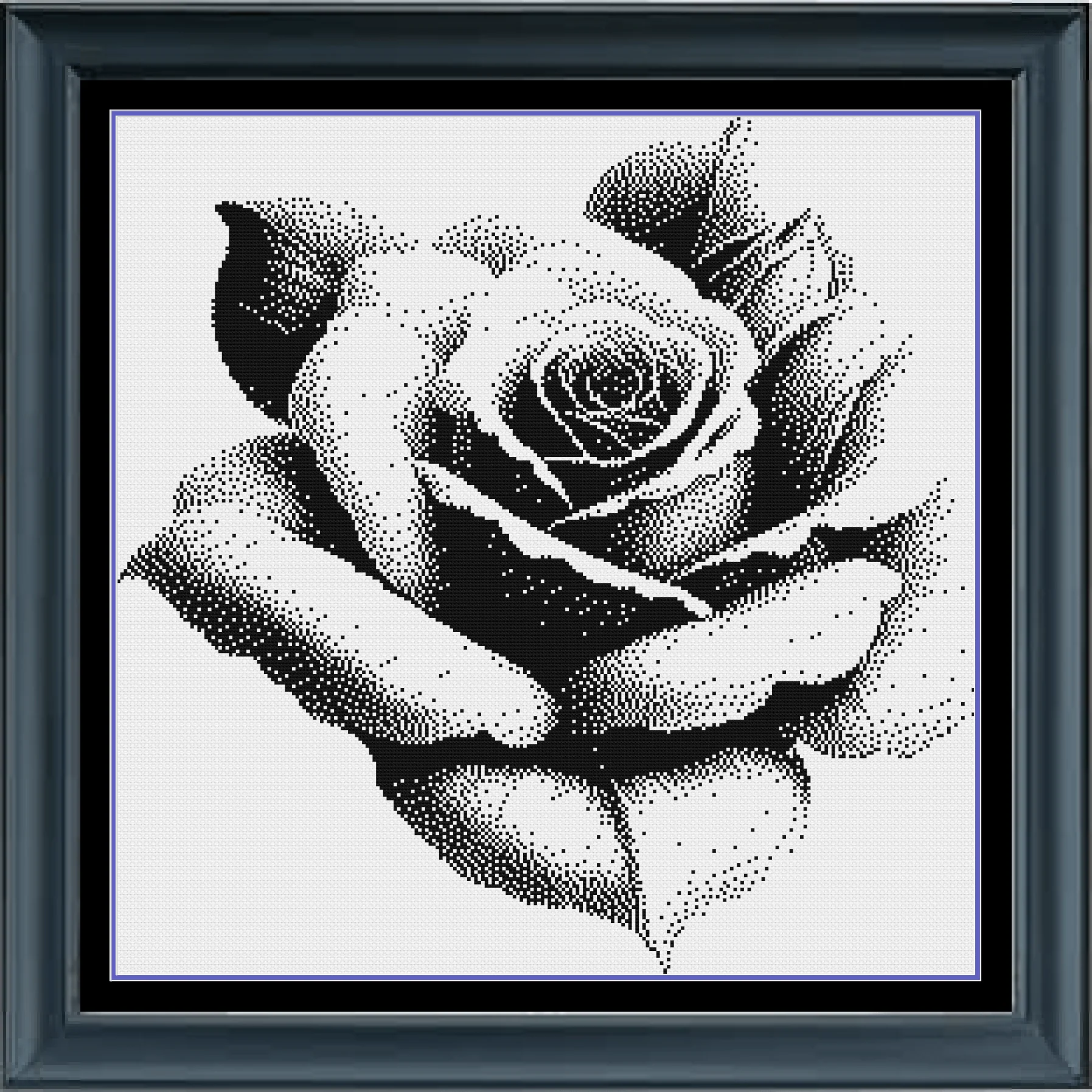Black And White Rose Cross Stitch Pattern Monochrome Instant Pdf Download