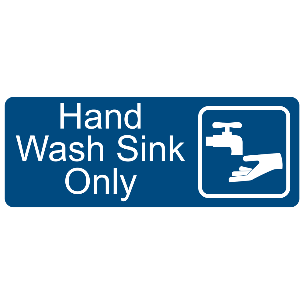 Blue Engraved Hand Wash Sink Only Sign With Symbol Egre 372 Sym White On Blue