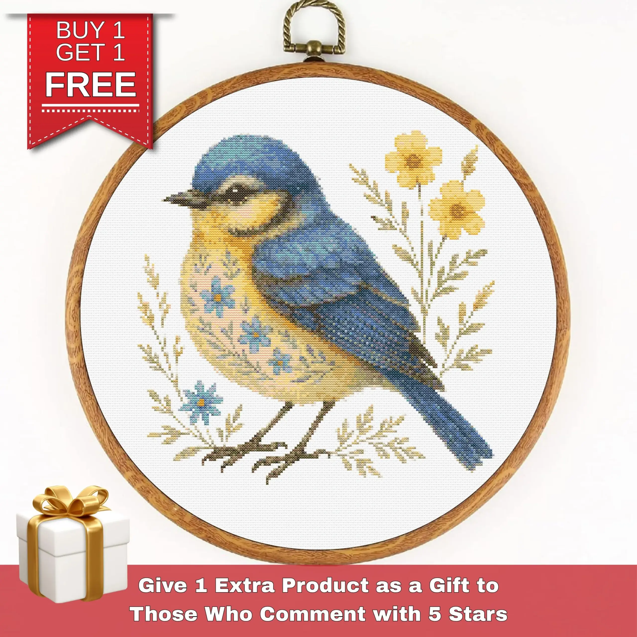 Bluebird Cross Stitch Pattern Floral