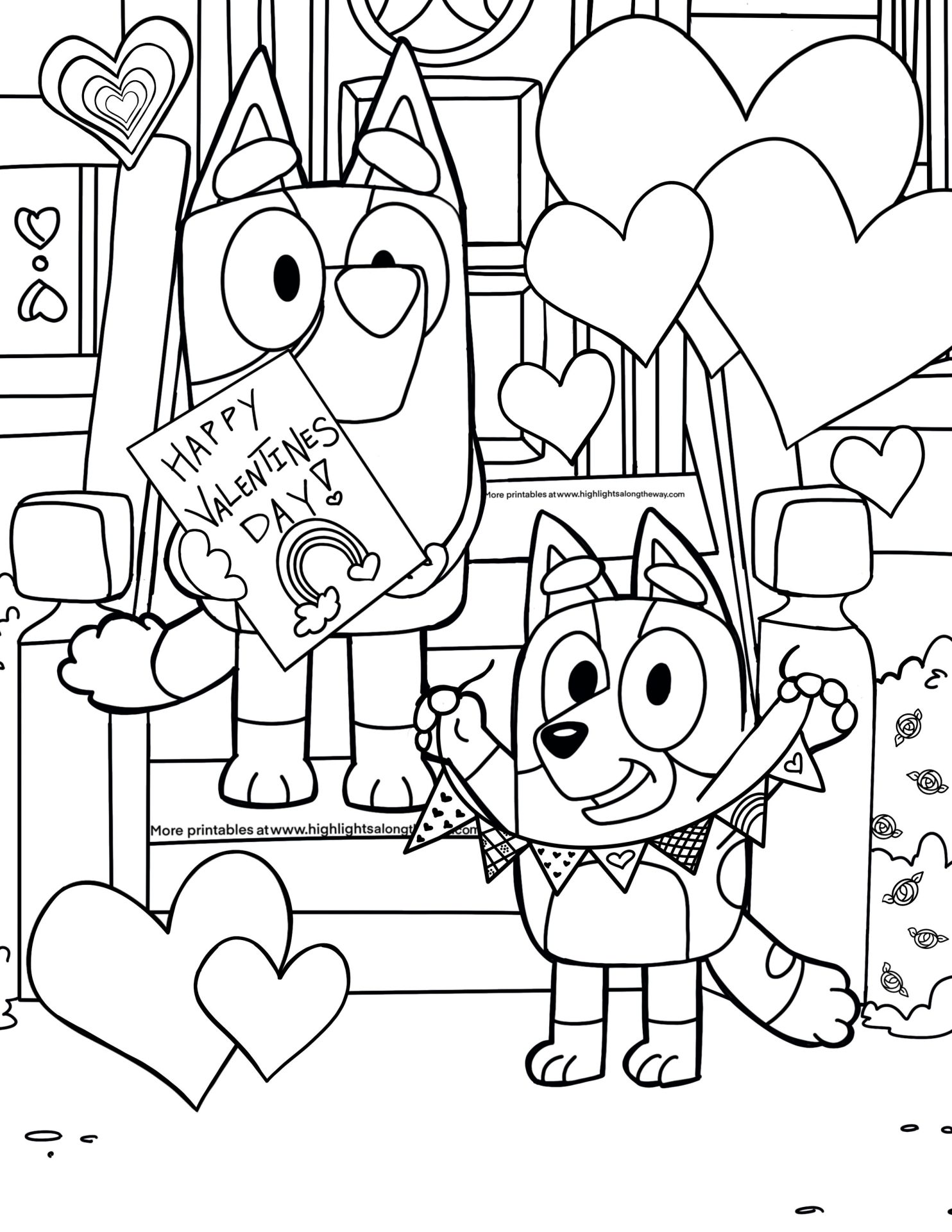 Bluey Valentines Day Coloring Page
