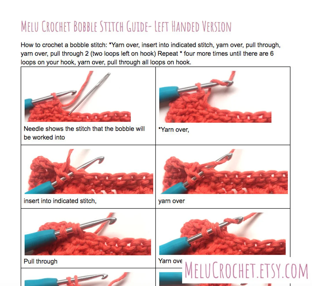 Bobble Stitch Guide Left Handed Version