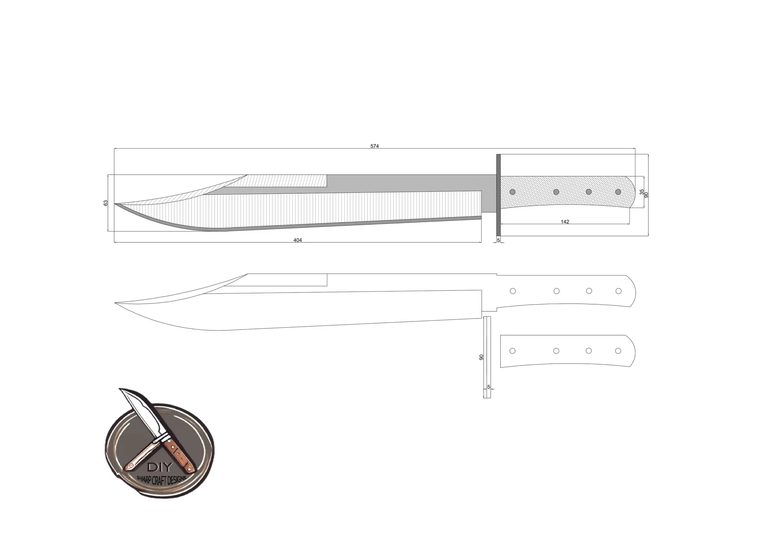 printable bowie knife patterns