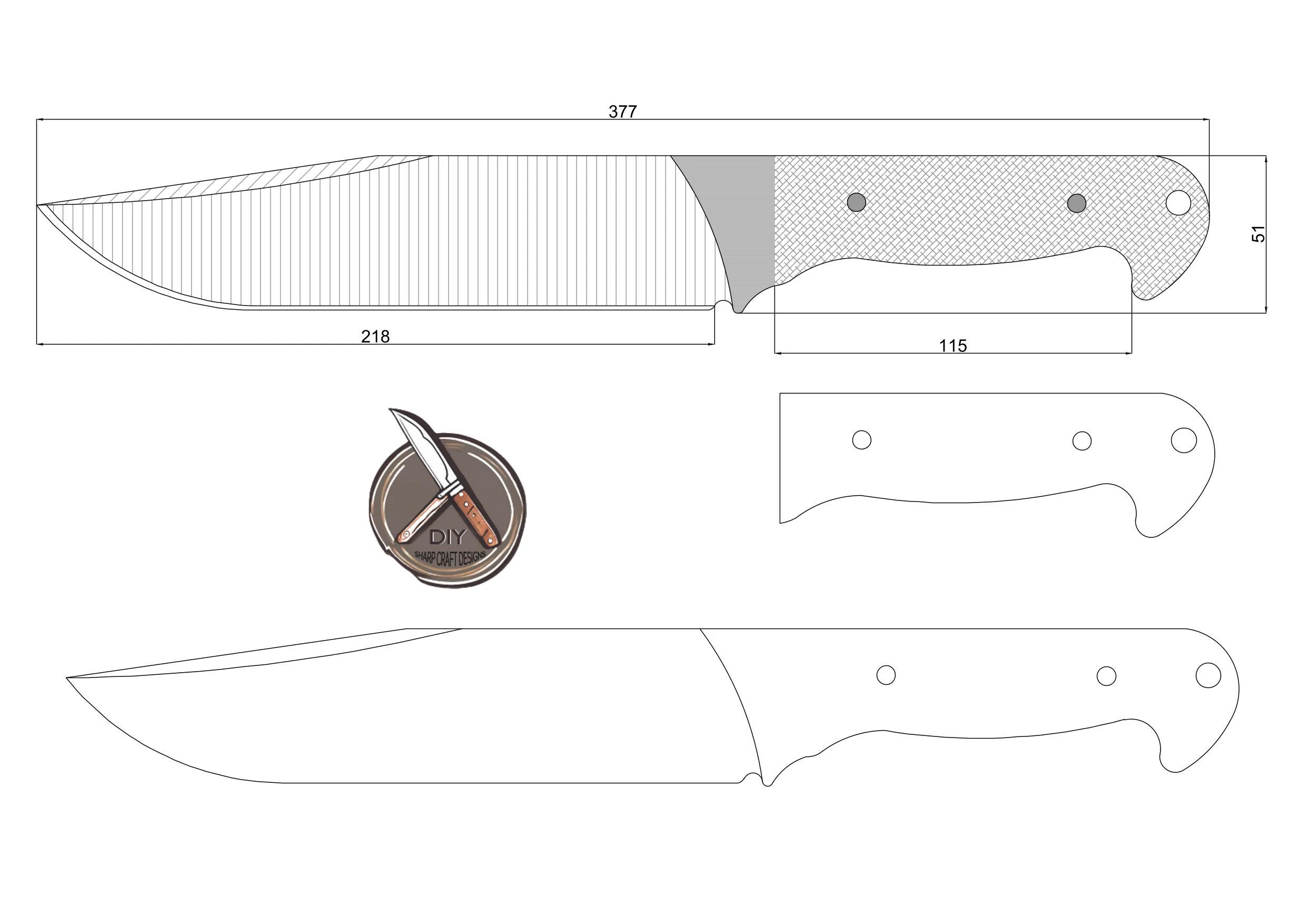 Bowie Knife Template Large Outdoor Blade