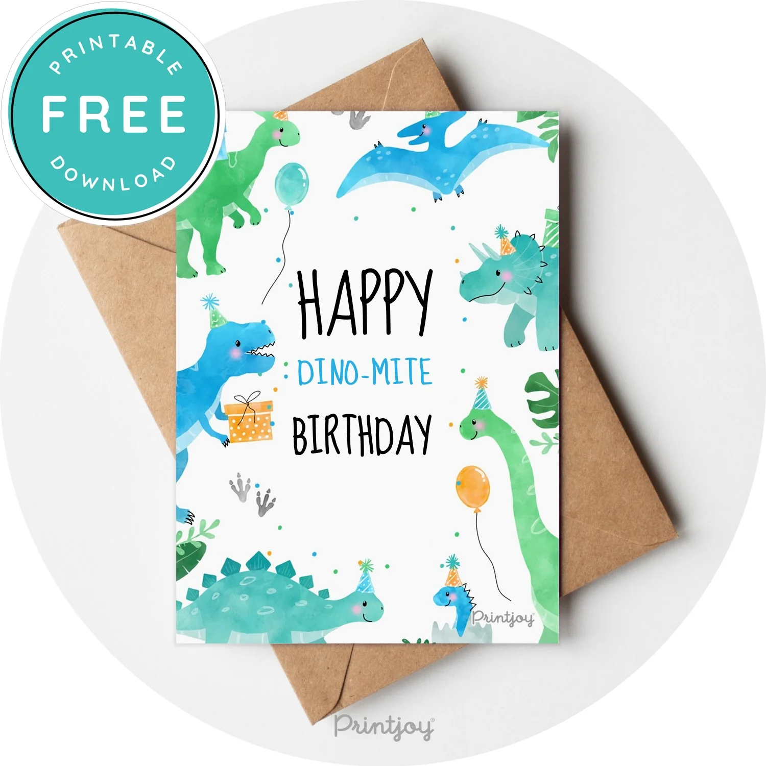 Boys Bright N Fun Dinosaur Happy Birthday Greeting Card Free Printable
