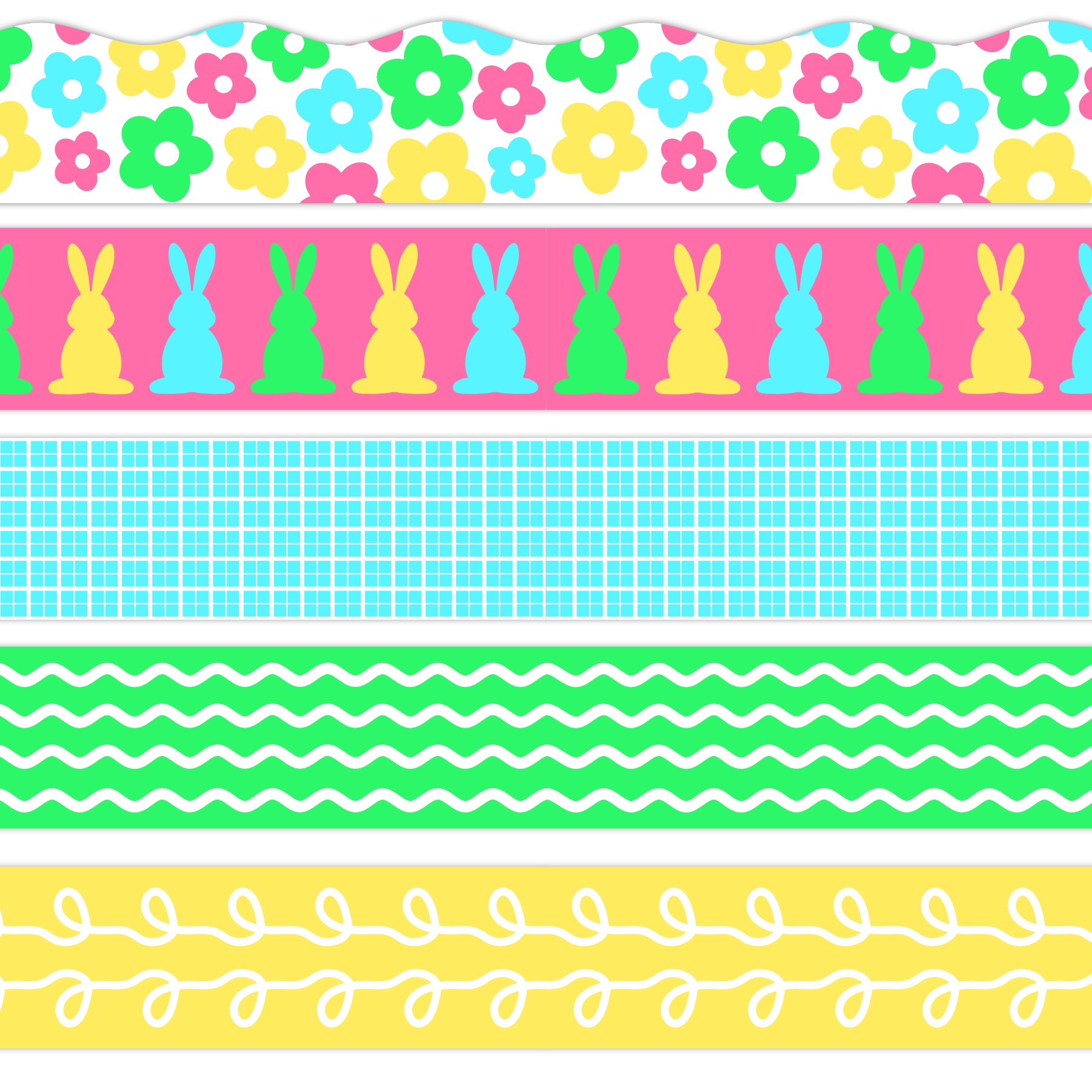 Bright Floral Bunny Borders