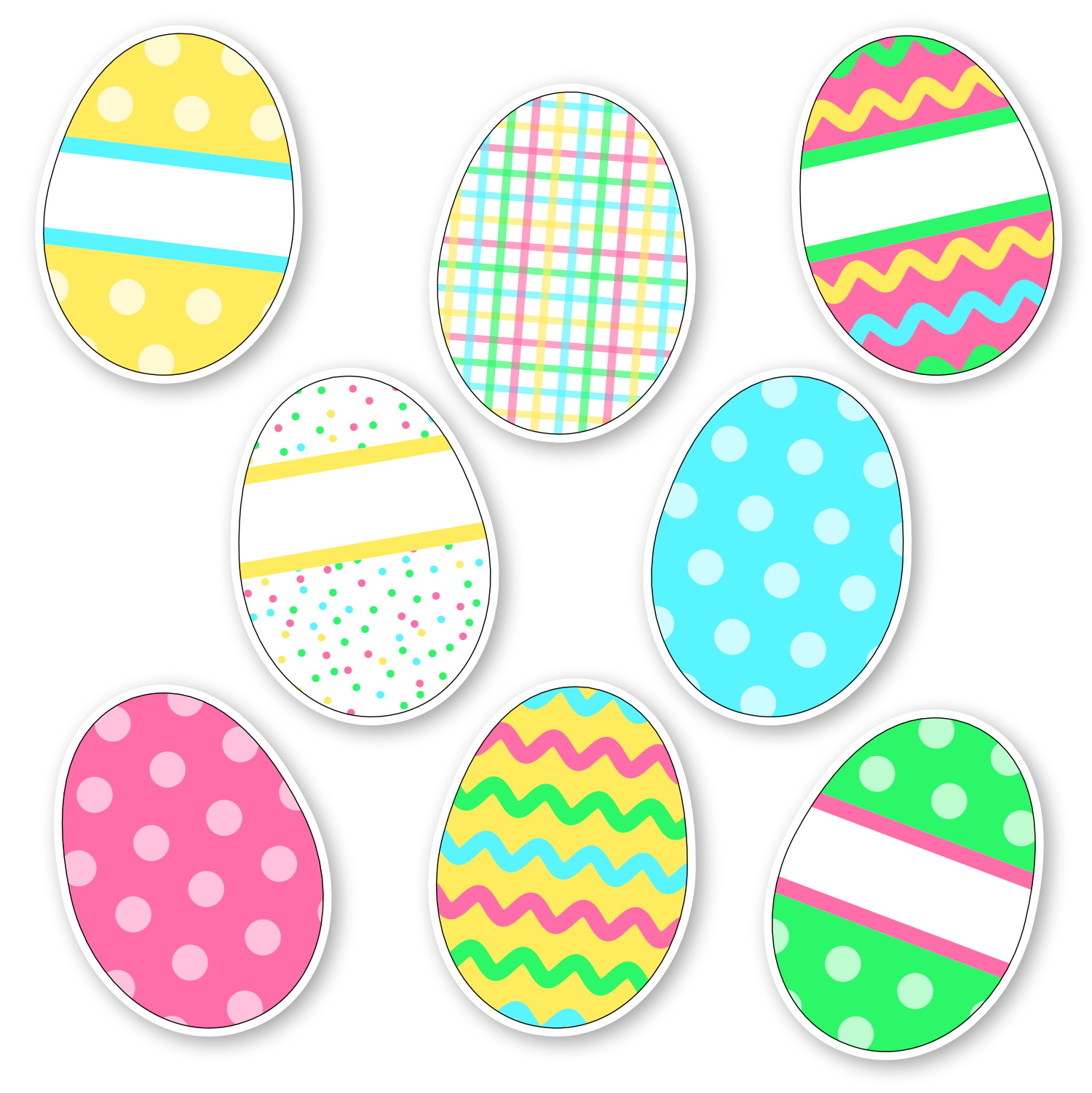 Bright Pattern Easter Egg Cutouts Bright Pattern Easter Egg Cutouts