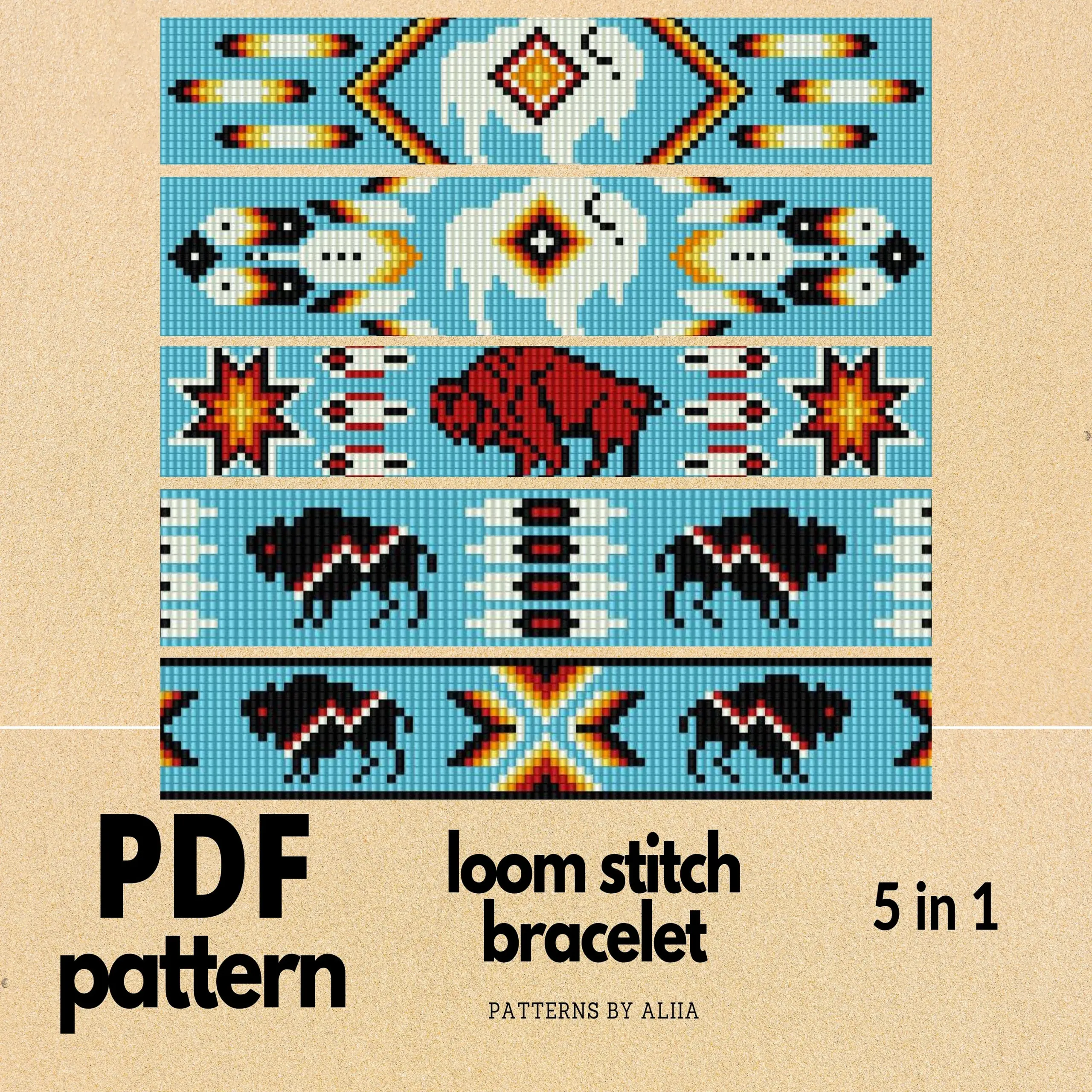 Buffalo Totem Bracelet Pattern Loom
