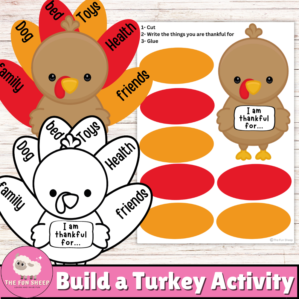 Build A Turkey Activity Im Thankful For Printable Thanksgiving Turkey Craft