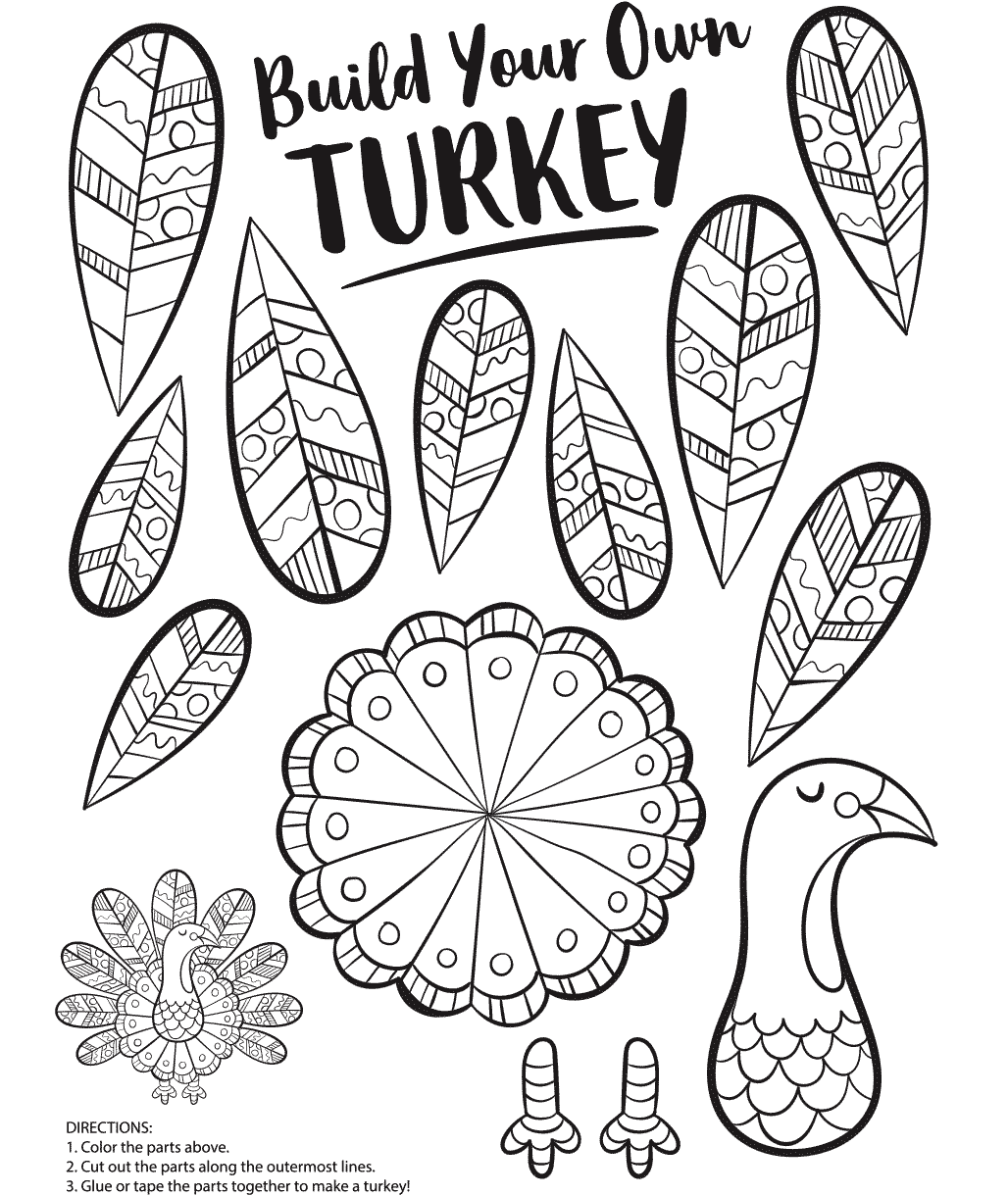 Build Your Own Turkey Coloring Page Build Your Own Turkey Coloring Page